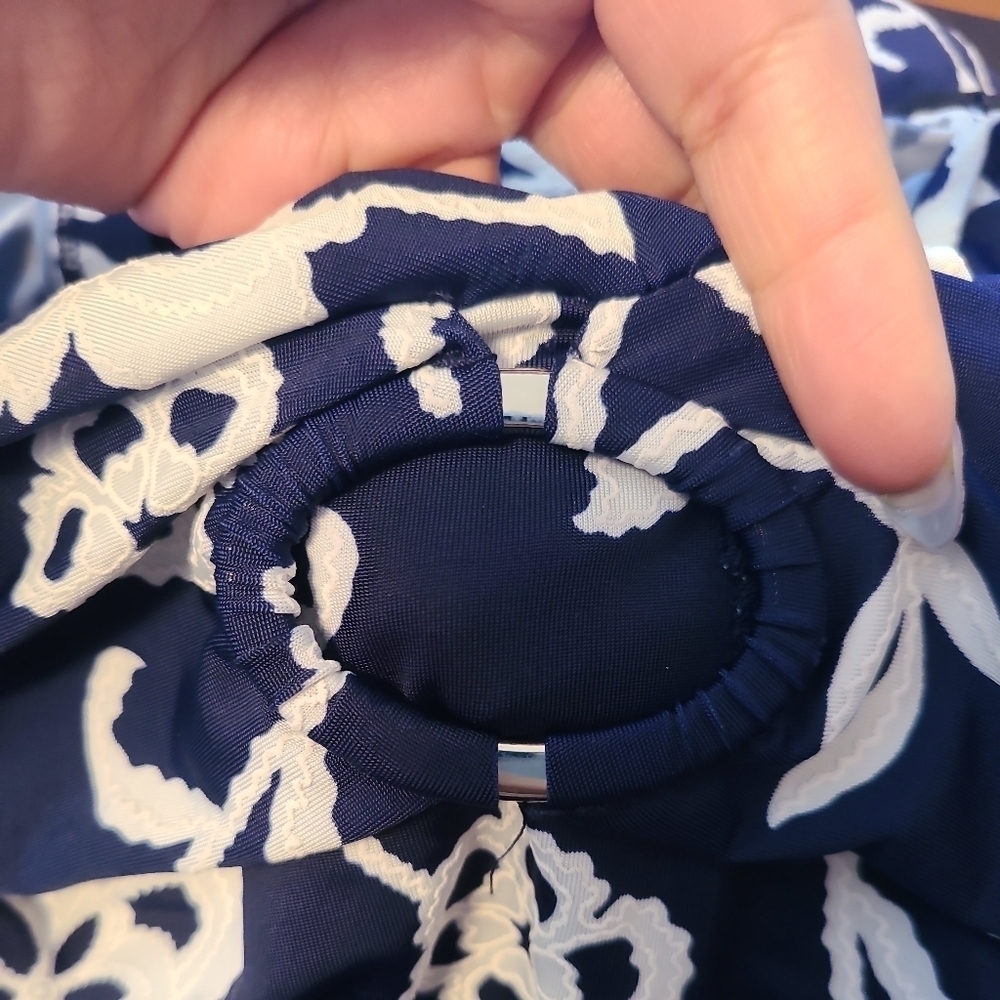 Candalite Textured Floral Maxi Dress Navy Blue Sleeveless - Picture 4 of 6
